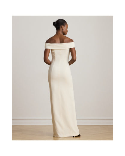 Crepe Off-the-Shoulder Gown