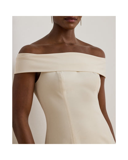 Crepe Off-the-Shoulder Gown