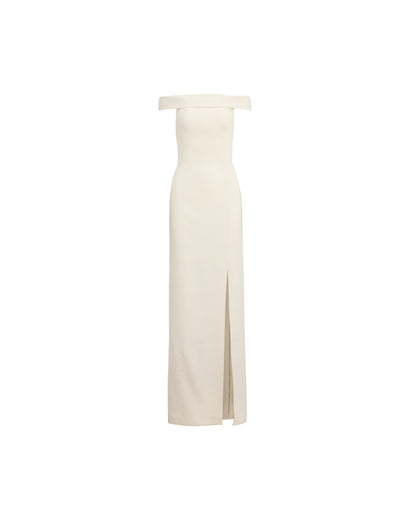 Crepe Off-the-Shoulder Gown