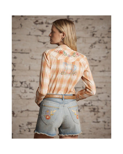 Hand-Embroidered Plaid Western Shirt