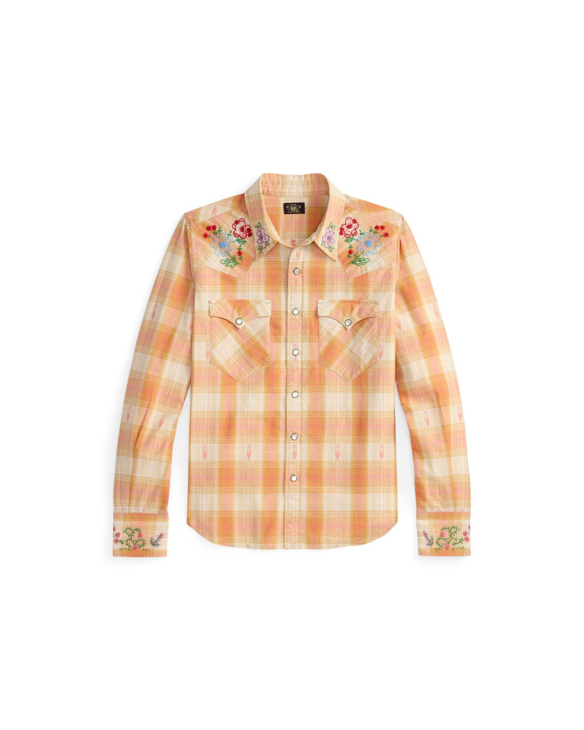 Hand-Embroidered Plaid Western Shirt