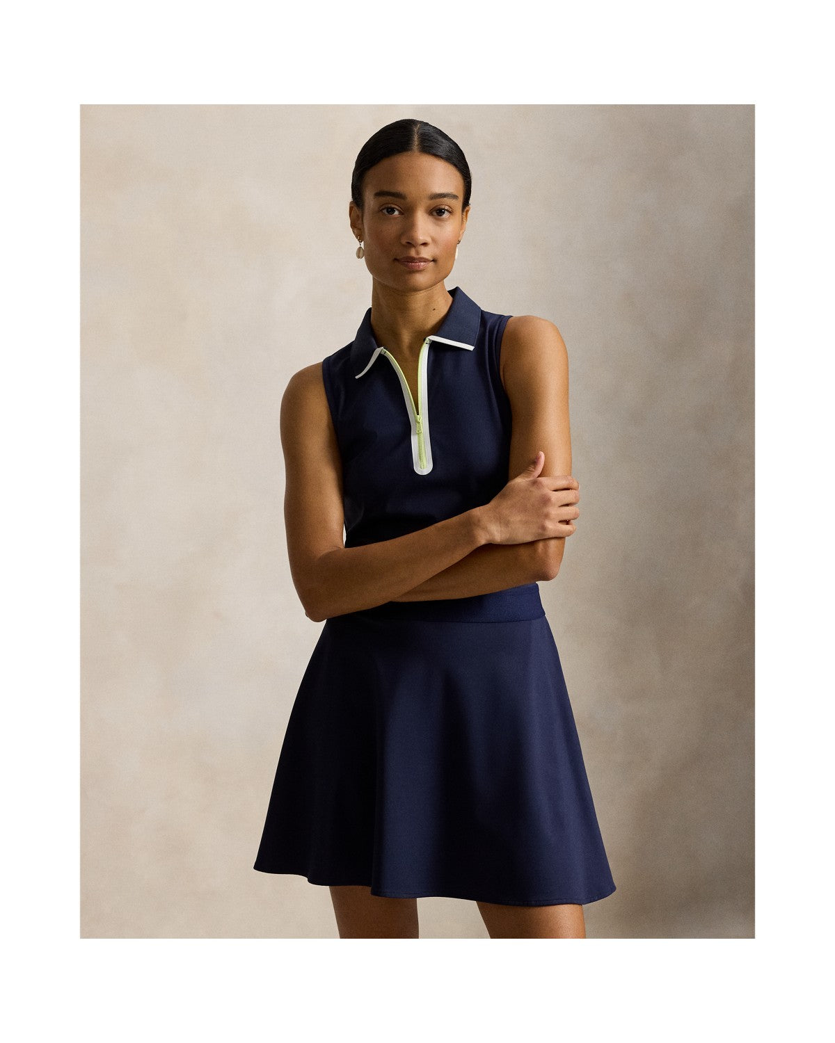 Stretch Interlock Sleeveless Polo Dress