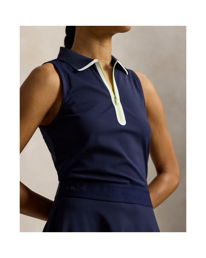 Stretch Interlock Sleeveless Polo Dress
