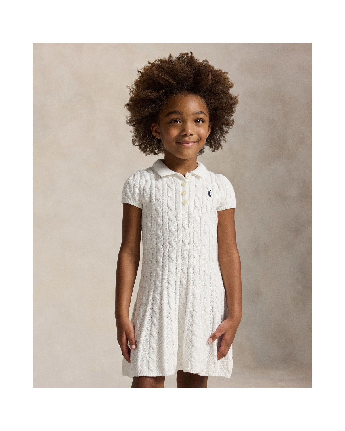 Cable-Knit Cotton Polo Jumper Dress