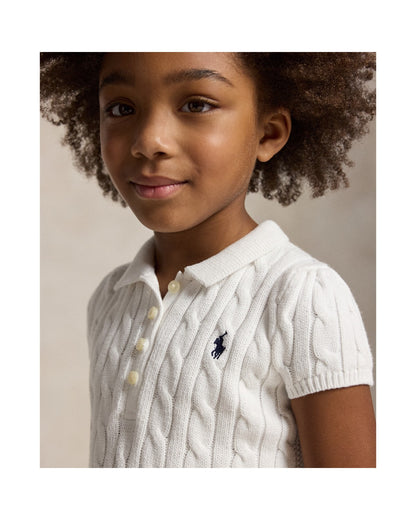 Cable-Knit Cotton Polo Jumper Dress