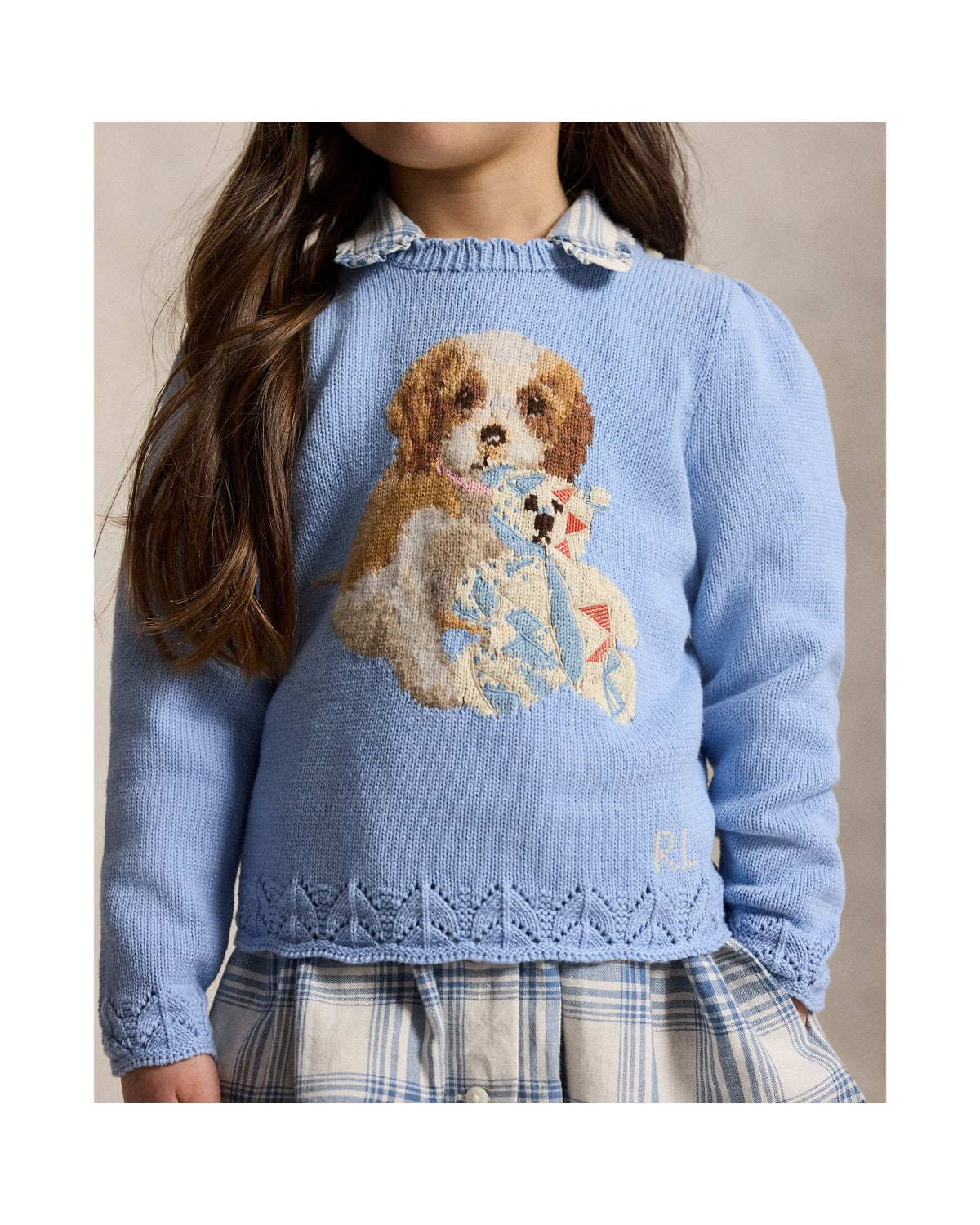 Dog Scalloped Crewneck Jumper
