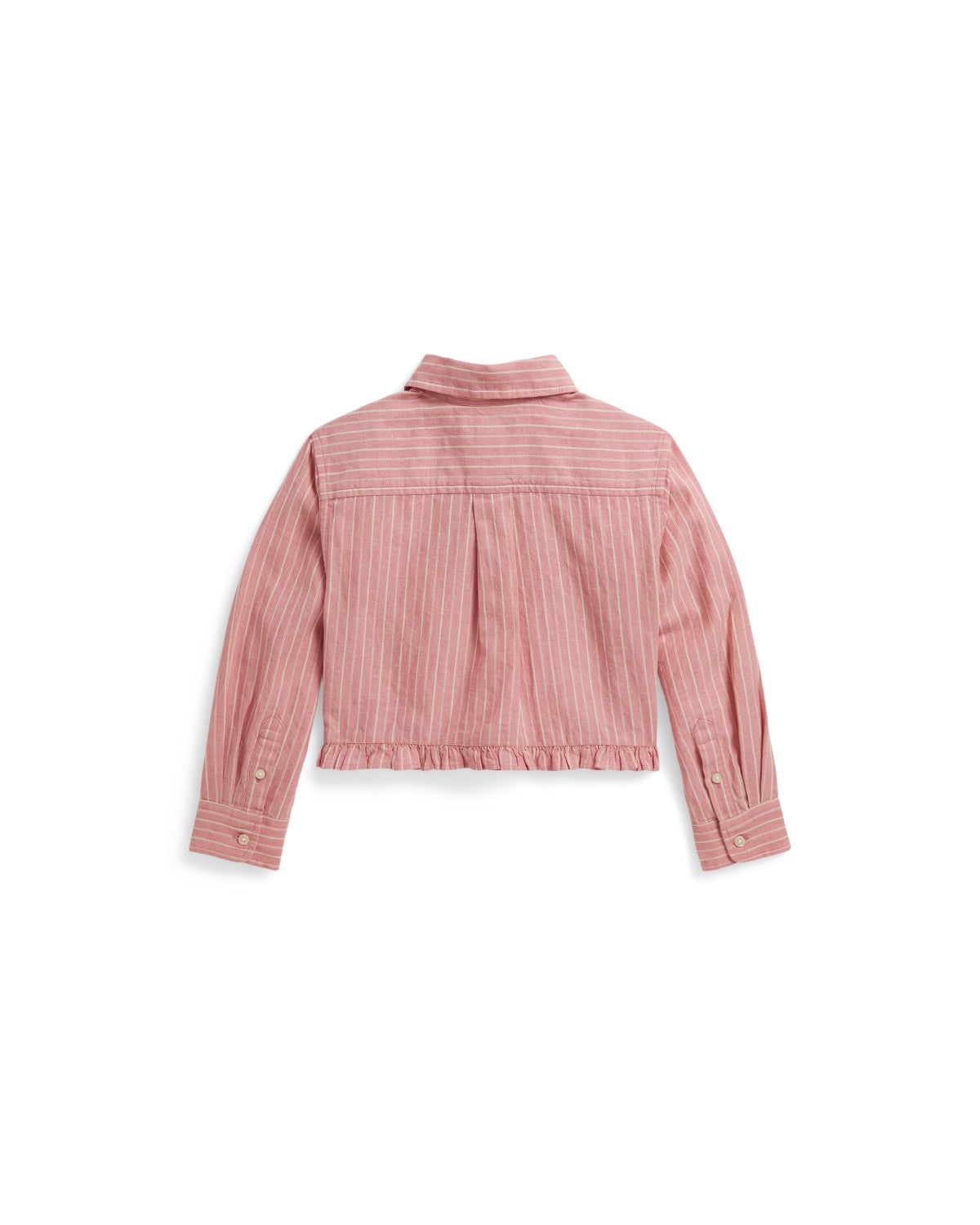 Striped Linen-Cotton Ruffled Shirt
