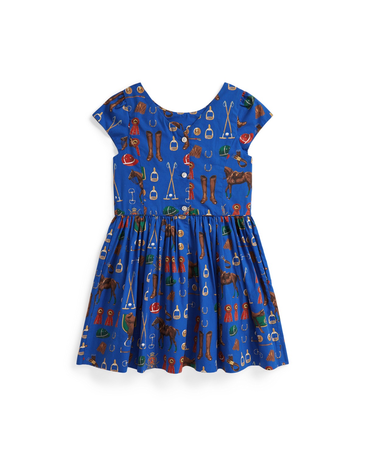 Equestrian-Print Cotton Poplin Dress