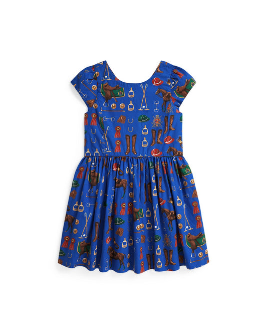 Equestrian-Print Cotton Poplin Dress