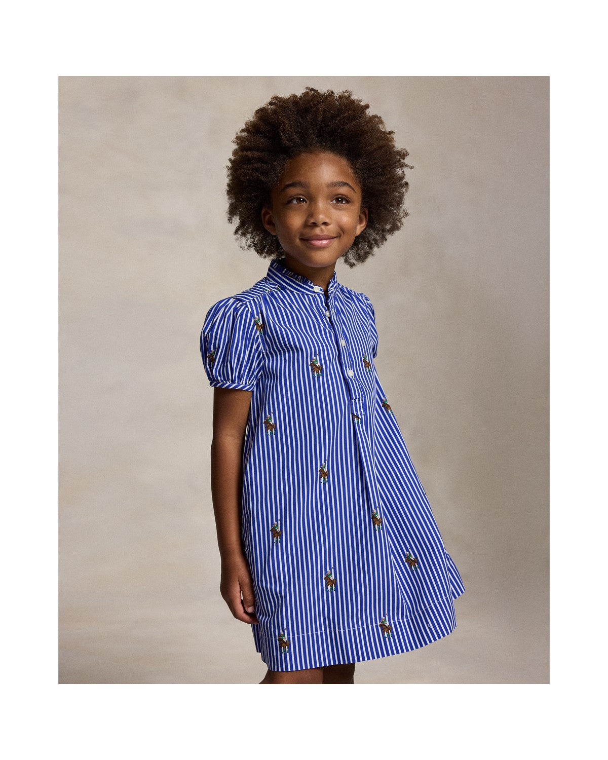 Polo Bear Striped Cotton Poplin Dress