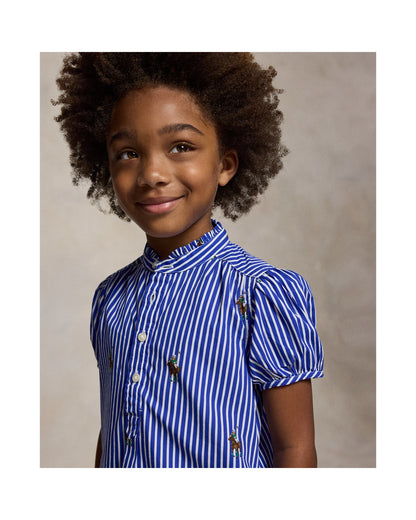 Polo Bear Striped Cotton Poplin Dress