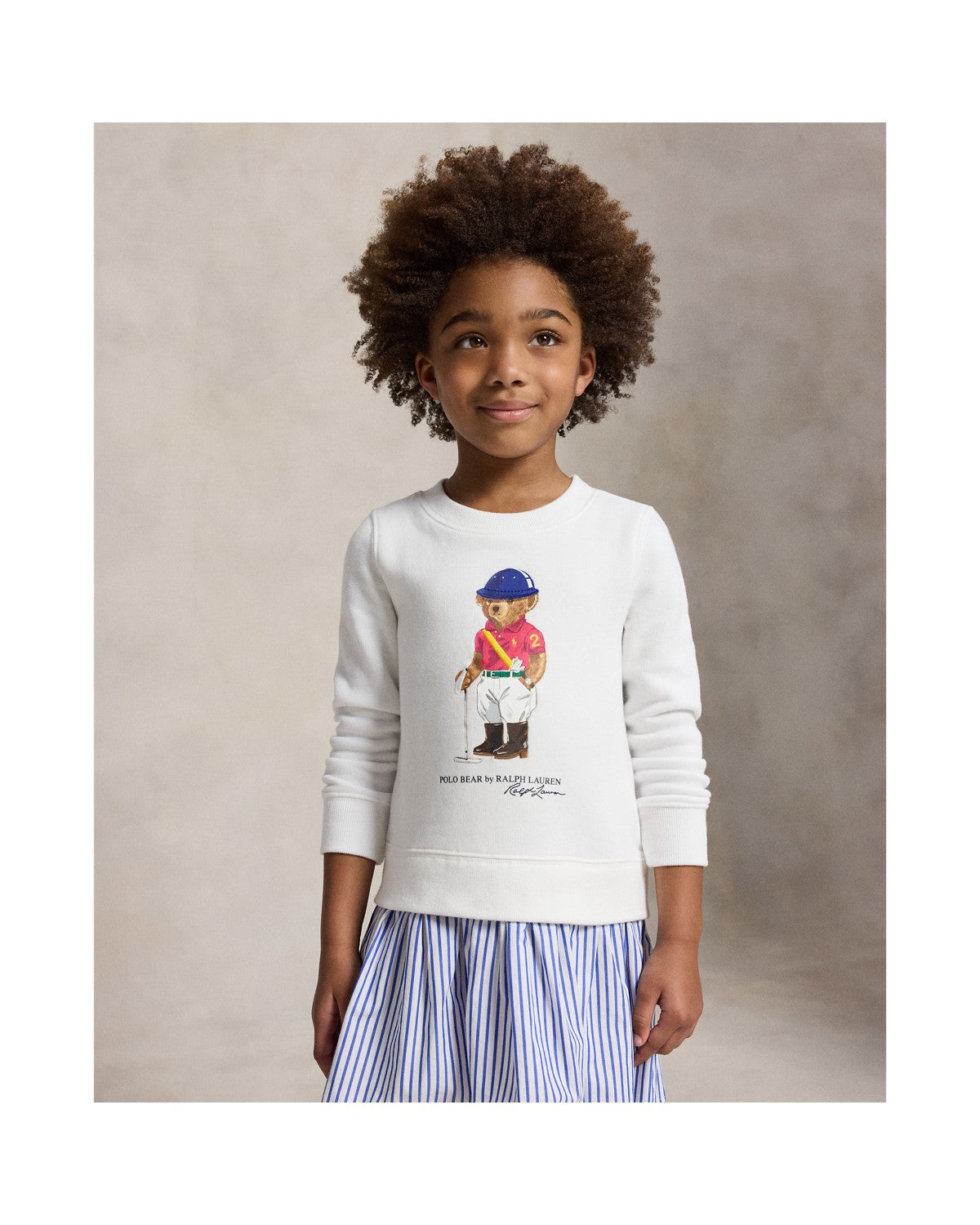 Polo Bear Striped-Skirt Fleece Dress