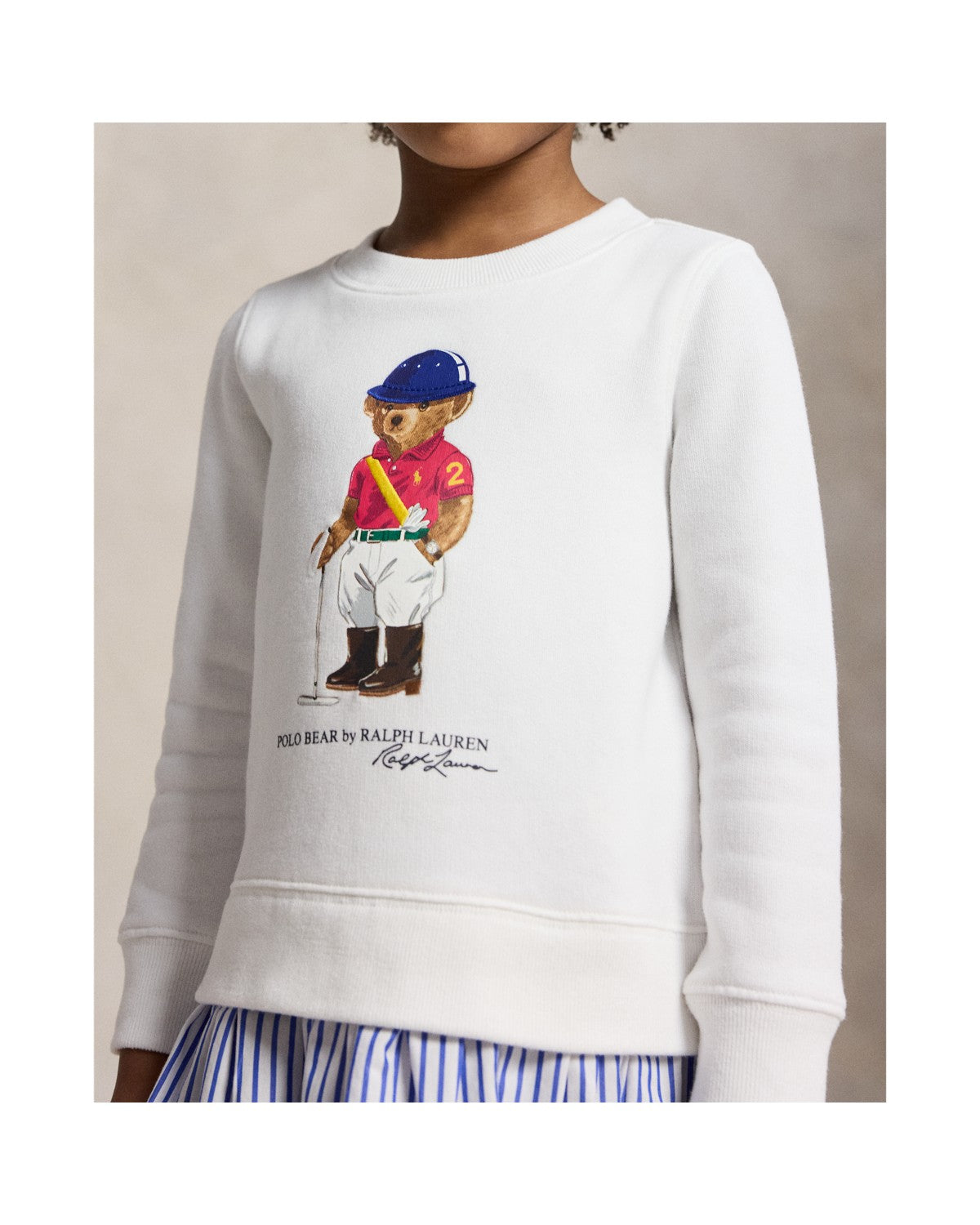 Polo Bear Striped-Skirt Fleece Dress