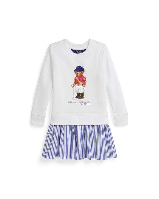 Polo Bear Striped-Skirt Fleece Dress