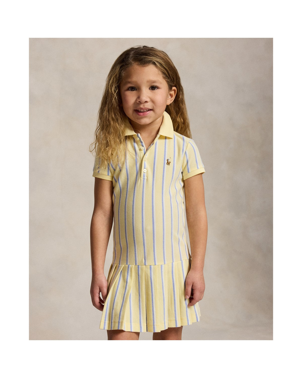 Striped Oxford Mesh Polo Dress