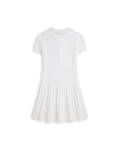 Cable-Knit Cotton Polo Jumper Dress