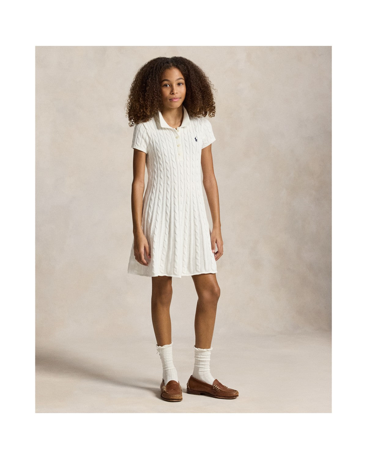 Cable-Knit Cotton Polo Jumper Dress