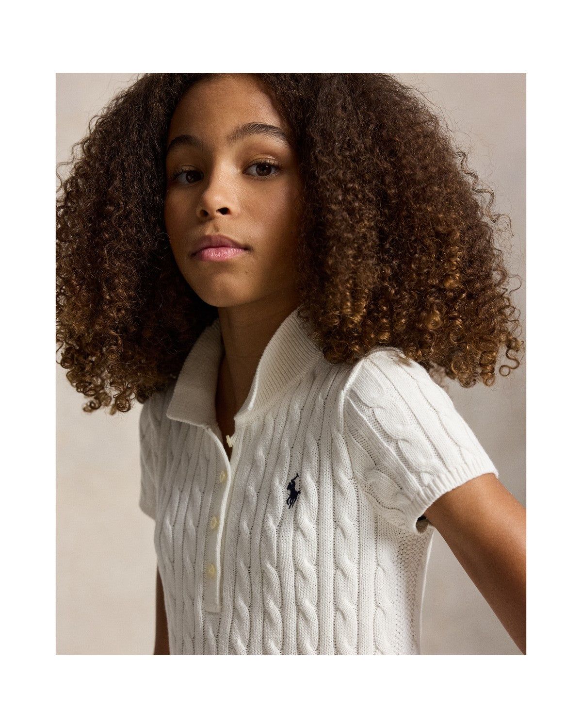 Cable-Knit Cotton Polo Jumper Dress