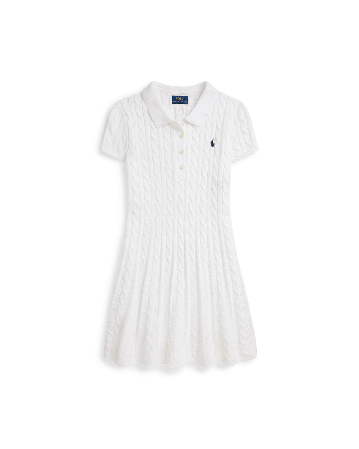 Cable-Knit Cotton Polo Jumper Dress