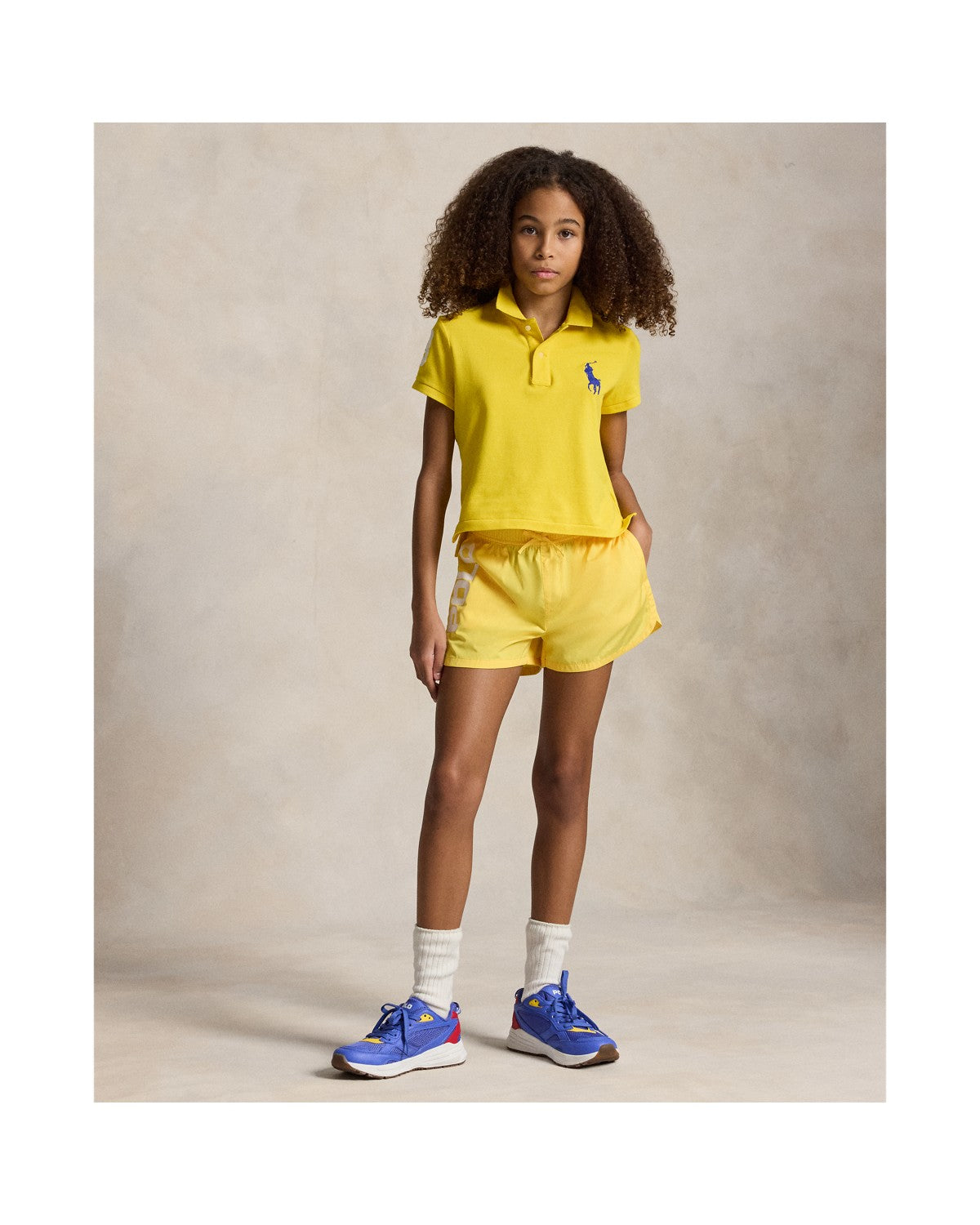 Boxy Big Pony Stretch Mesh Polo Shirt