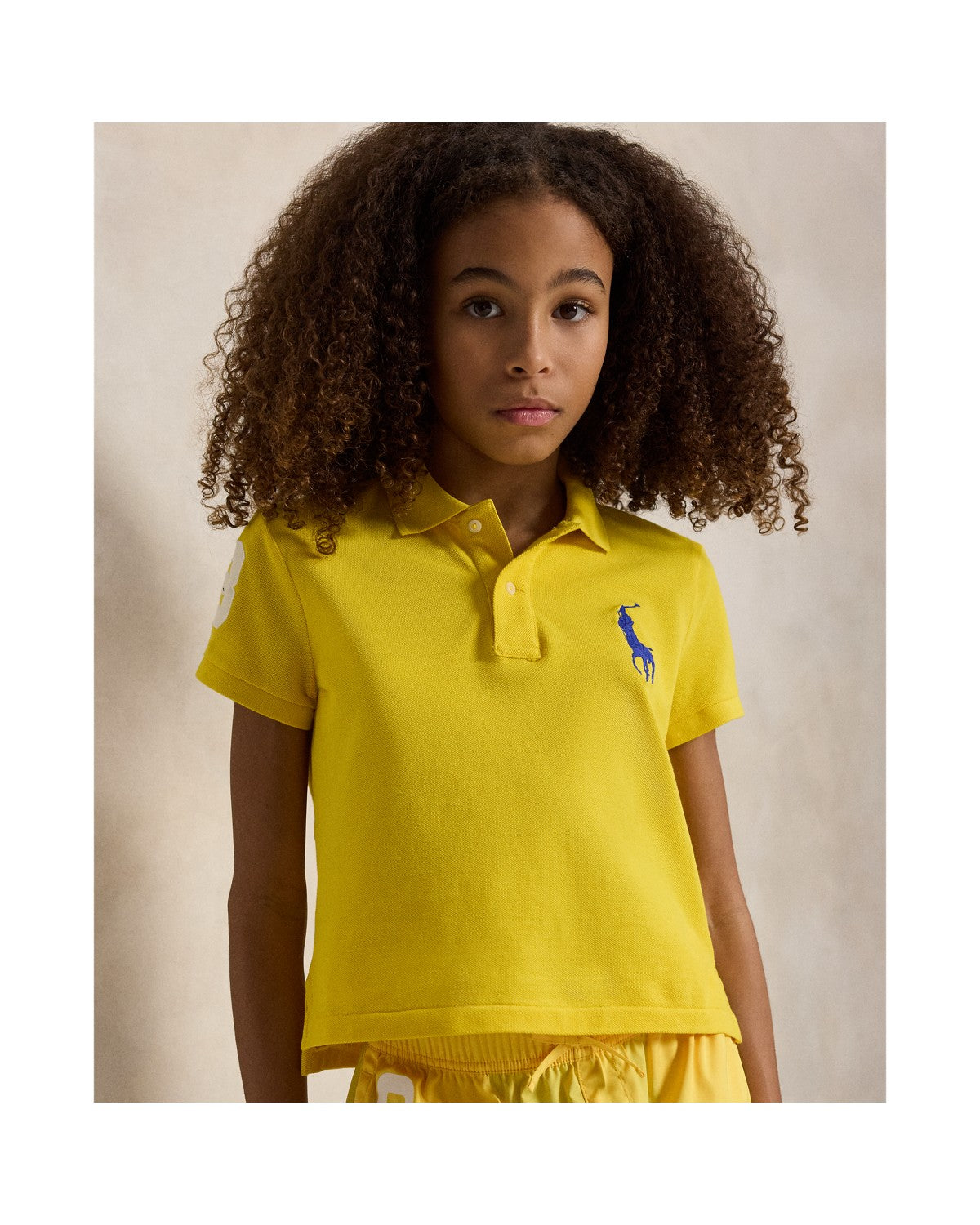 Boxy Big Pony Stretch Mesh Polo Shirt