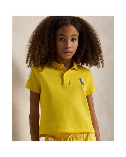 Boxy Big Pony Stretch Mesh Polo Shirt