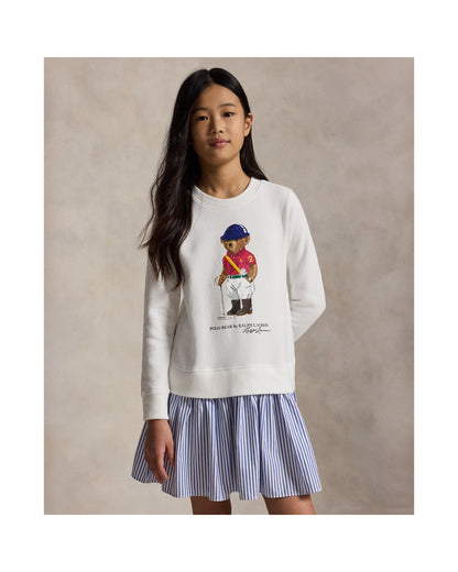 Polo Bear Striped-Skirt Fleece Dress