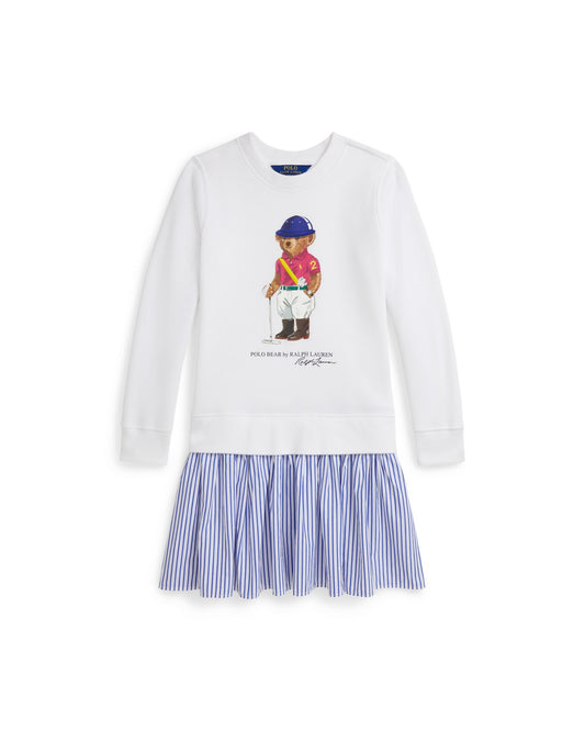 Polo Bear Striped-Skirt Fleece Dress