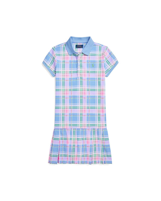 Plaid Cotton Mesh Polo Dress