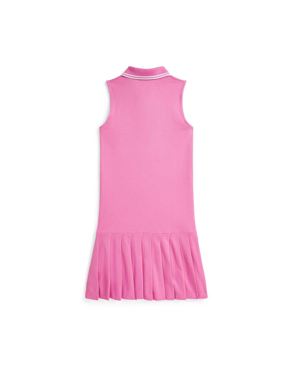 Pleated Stretch Mesh Polo Dress
