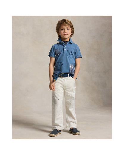Patchwork Cotton Mesh Polo Shirt