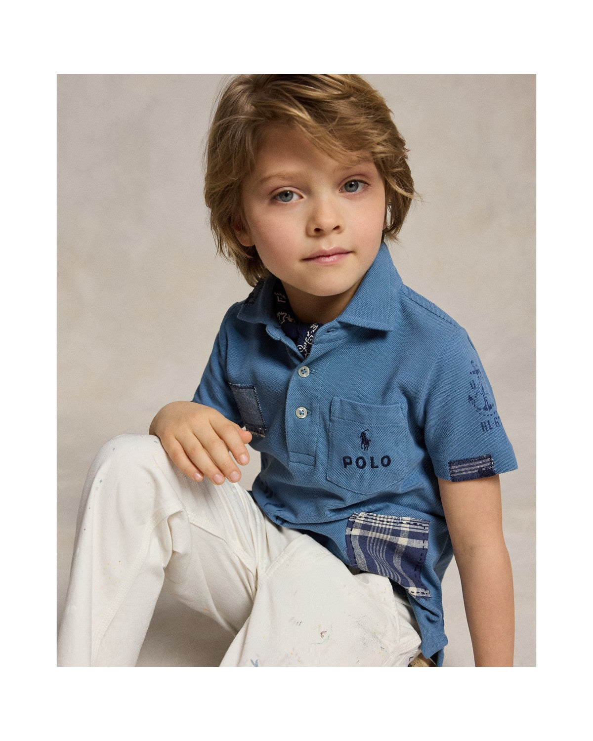 Patchwork Cotton Mesh Polo Shirt