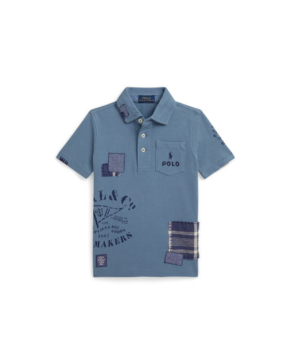 Patchwork Cotton Mesh Polo Shirt