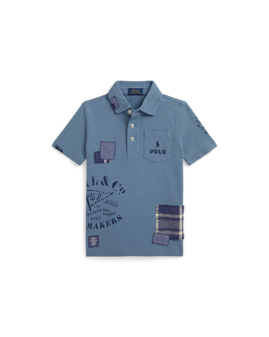 Patchwork Cotton Mesh Polo Shirt