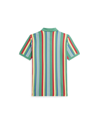 Striped Cotton Mesh Polo Shirt