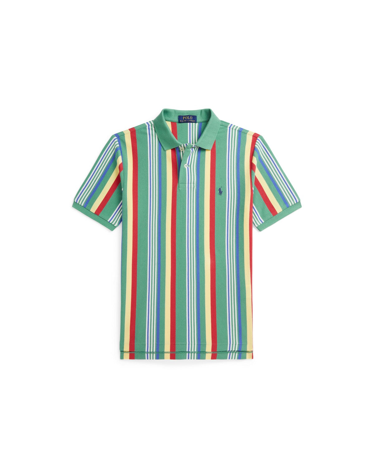Striped Cotton Mesh Polo Shirt