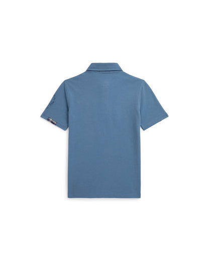 Patchwork Cotton Mesh Polo Shirt