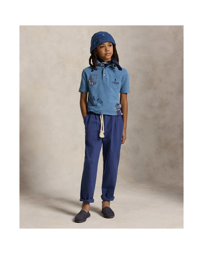 Patchwork Cotton Mesh Polo Shirt