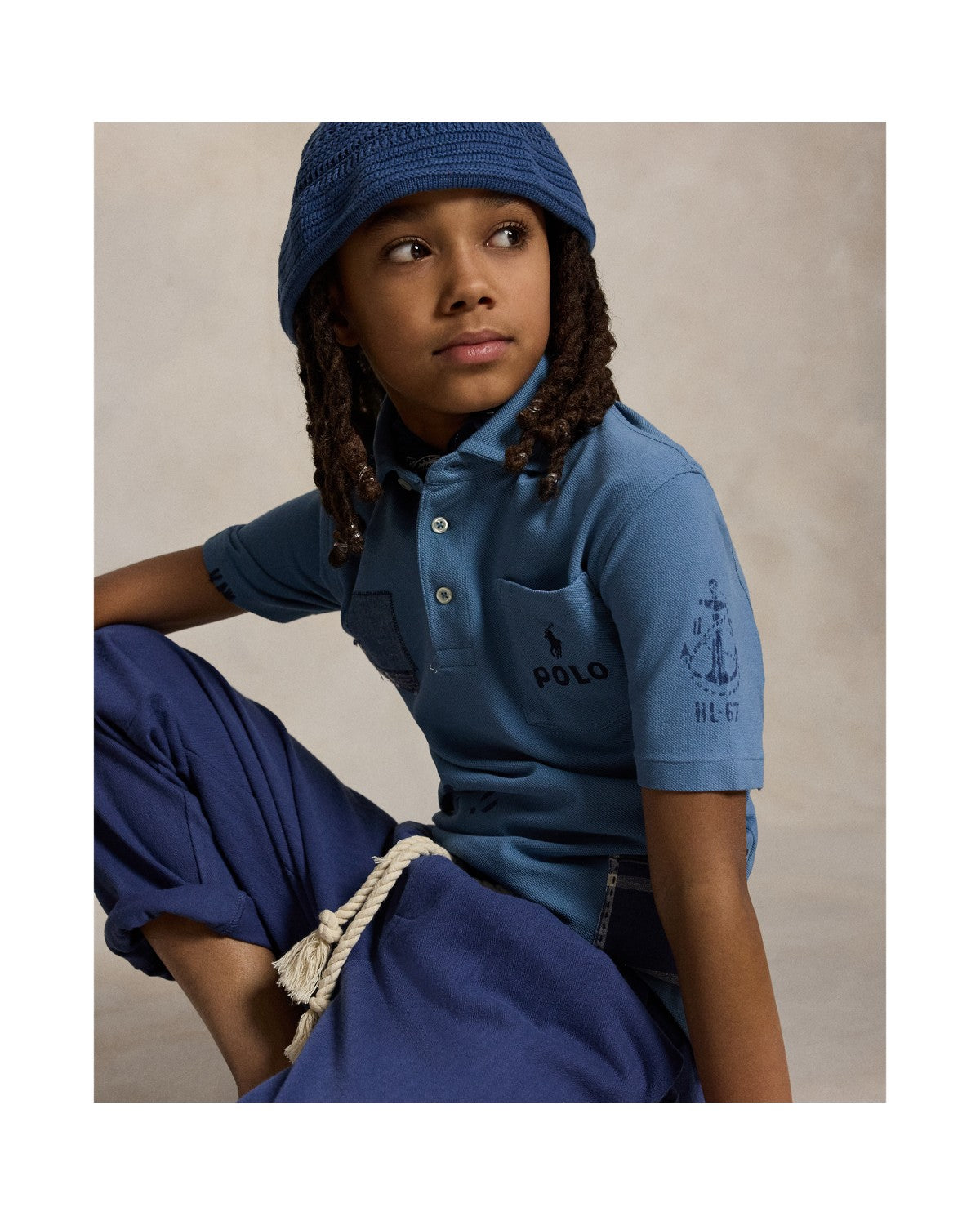 Patchwork Cotton Mesh Polo Shirt
