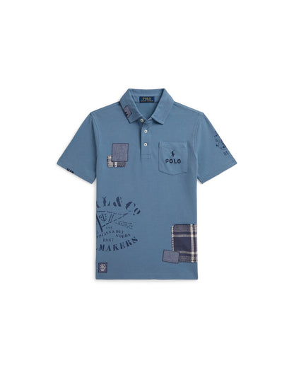 Patchwork Cotton Mesh Polo Shirt