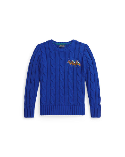 Triple-Pony Cable Cotton Jumper