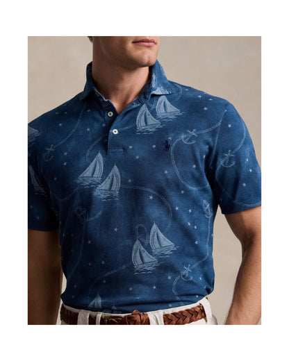 Custom Slim Fit Printed Mesh Polo Shirt