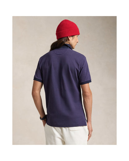 Classic Fit Skier-Print Mesh Polo Shirt