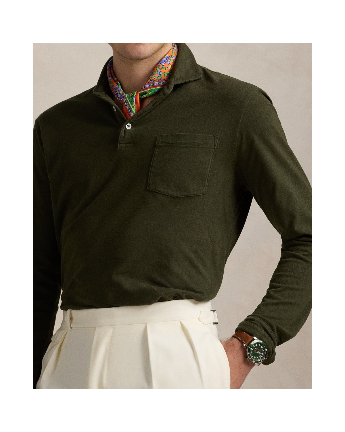 Classic Fit Sueded Jersey Polo Shirt