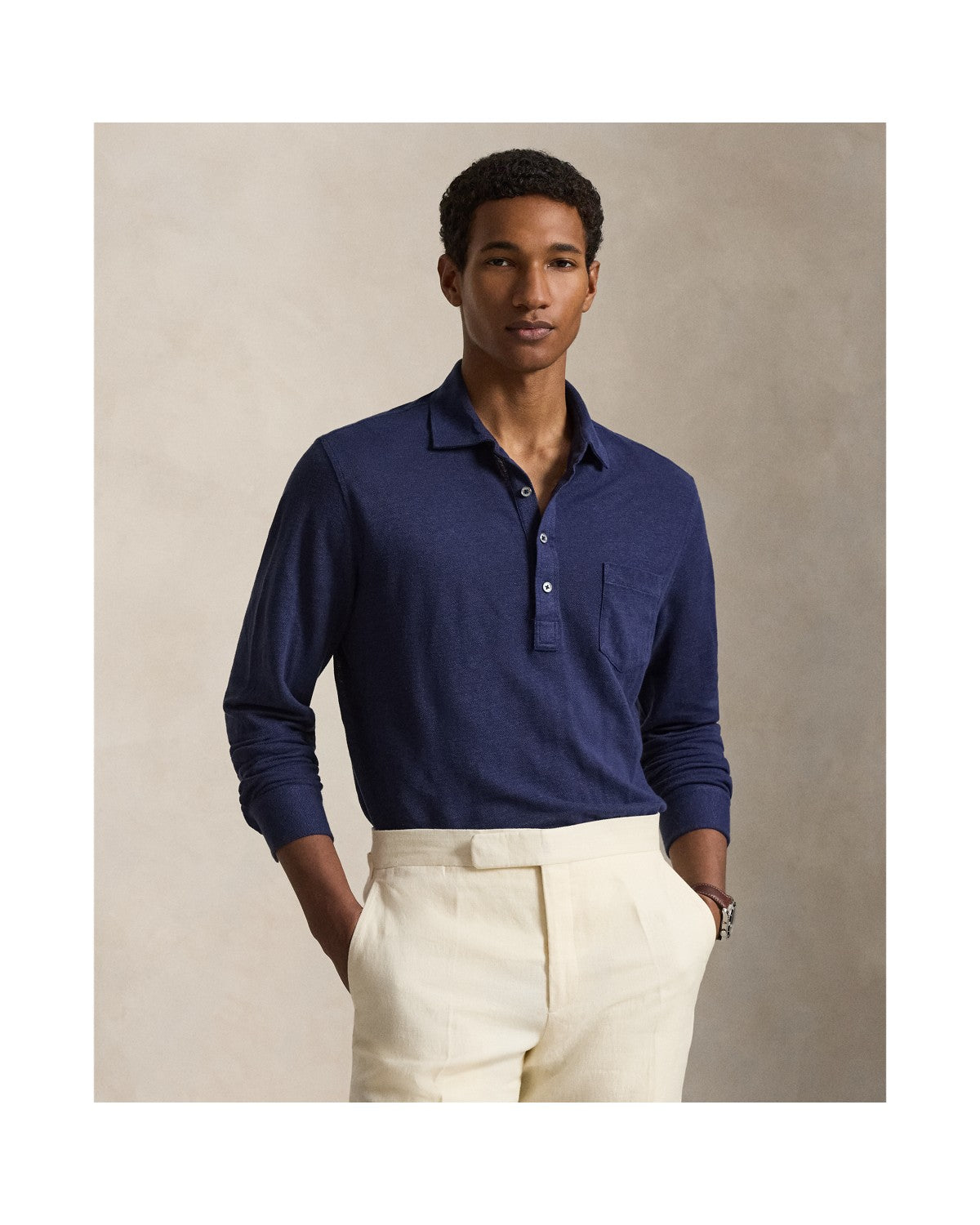 Linen Mesh Polo Shirt