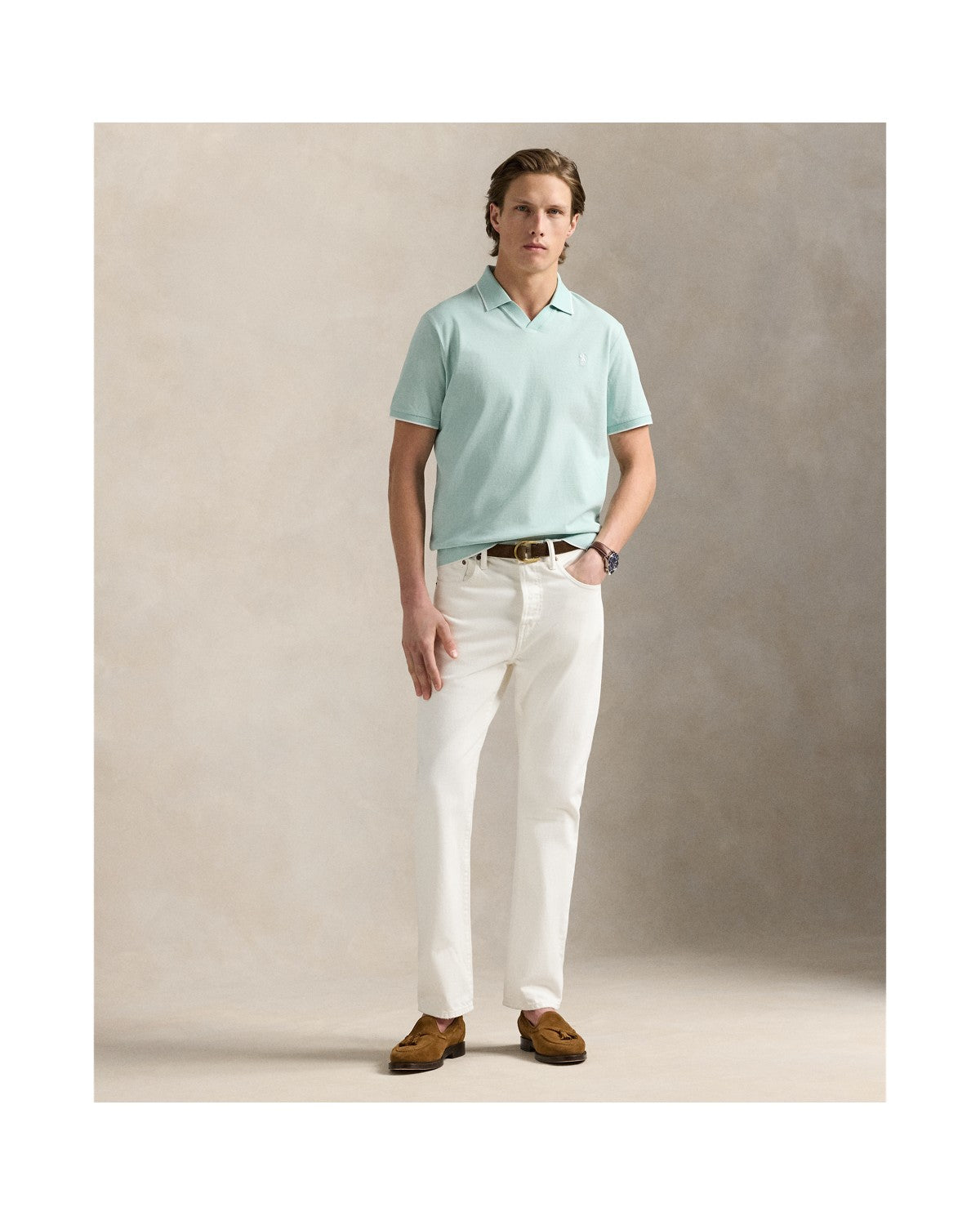Jacquard Mesh Polo Shirt