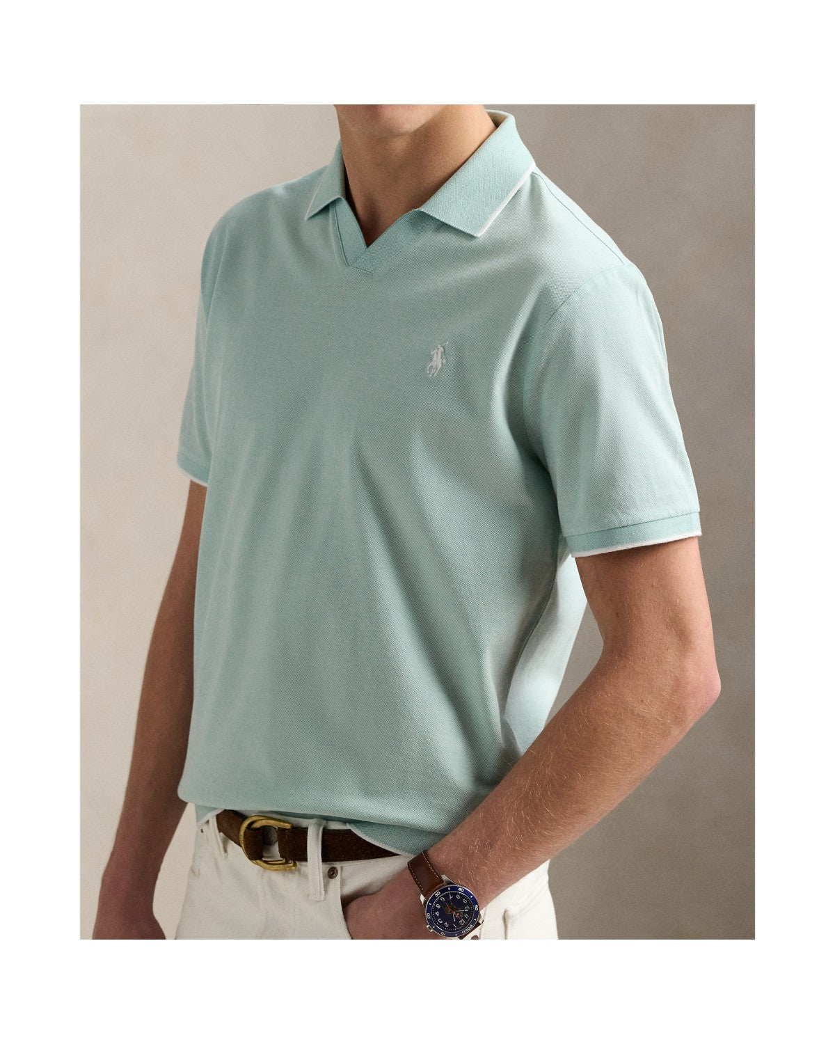 Jacquard Mesh Polo Shirt
