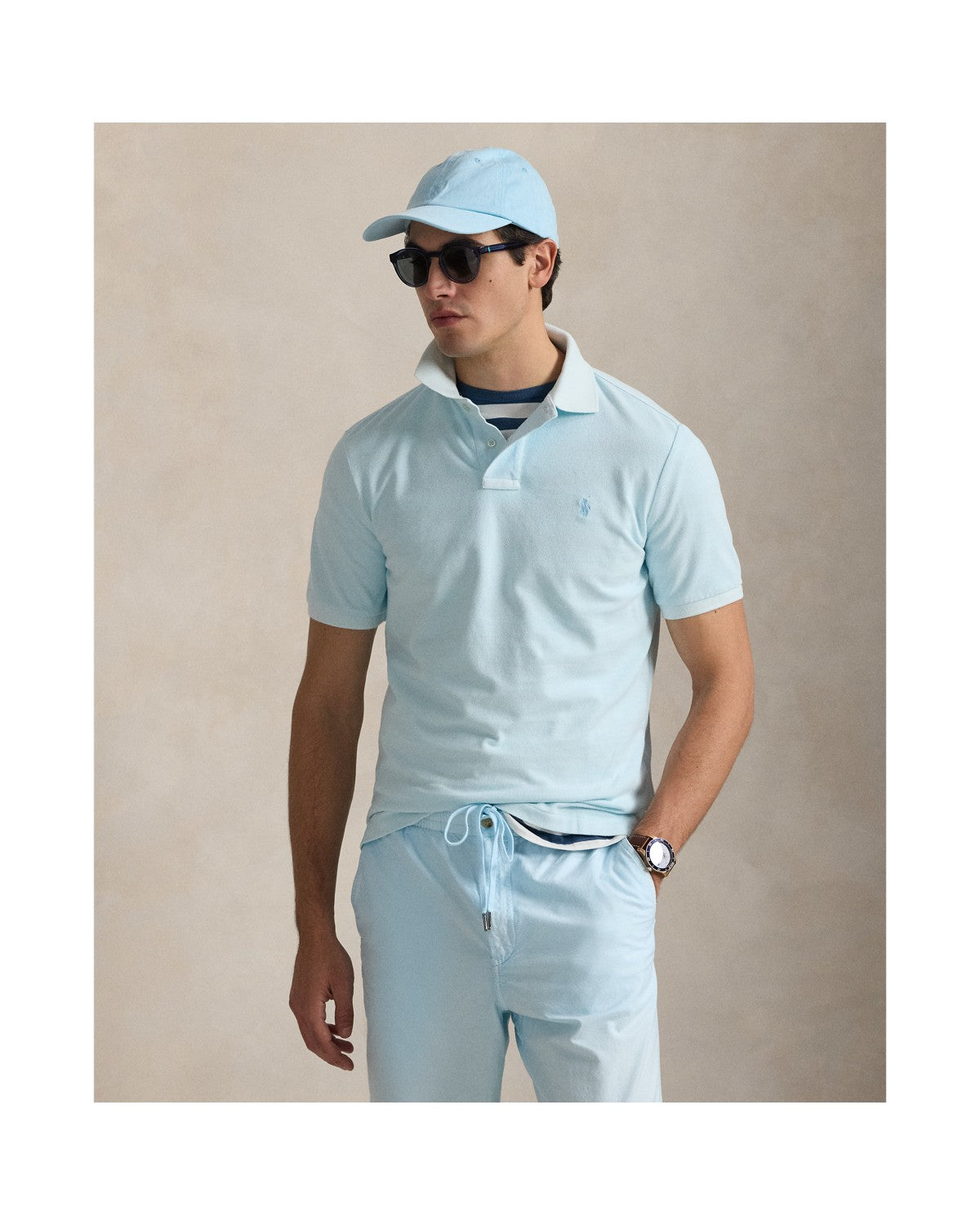 Classic Fit Mineral-Dyed Mesh Polo Shirt