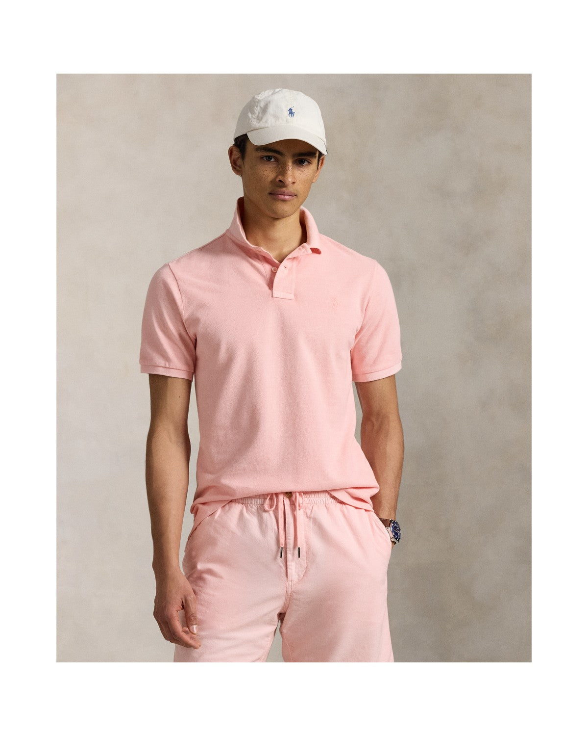 Classic Fit Mineral-Dyed Mesh Polo Shirt
