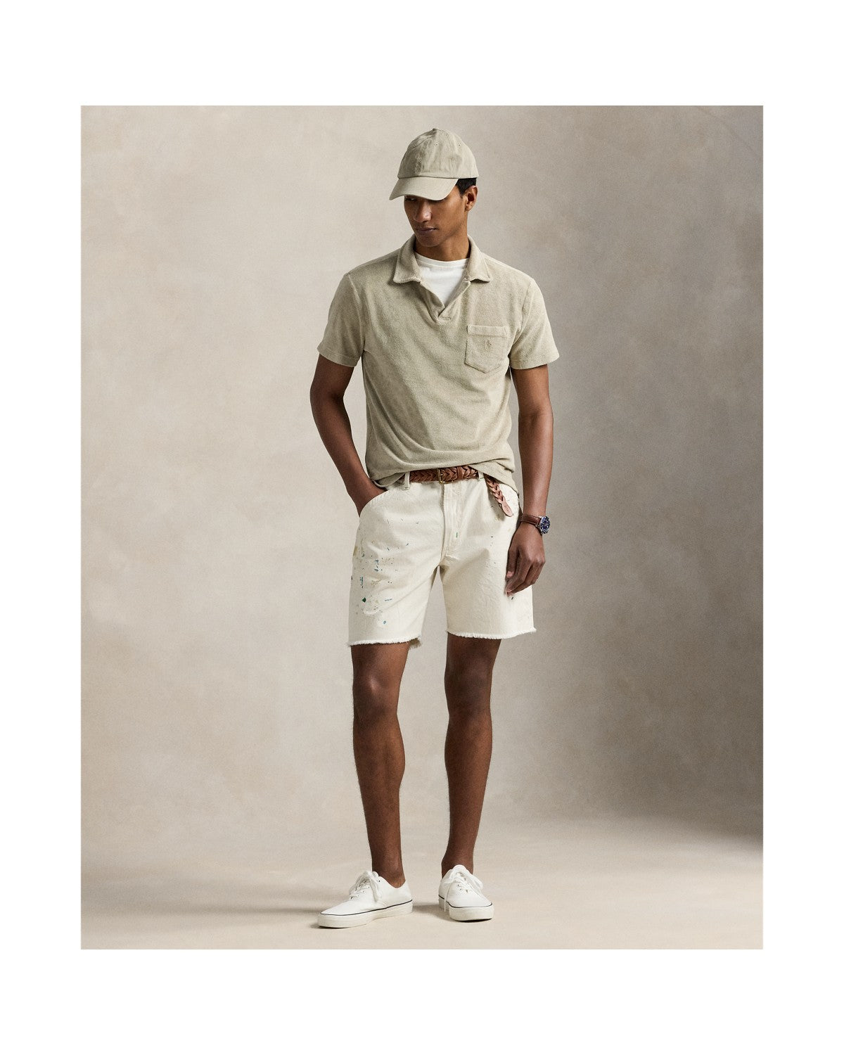 Mineral-Dyed Terry Polo Shirt